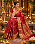 Red & Golden PURE HANDLOOM SILK