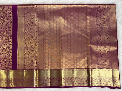 Purple & Golden Zari PURE KANJIVARAM