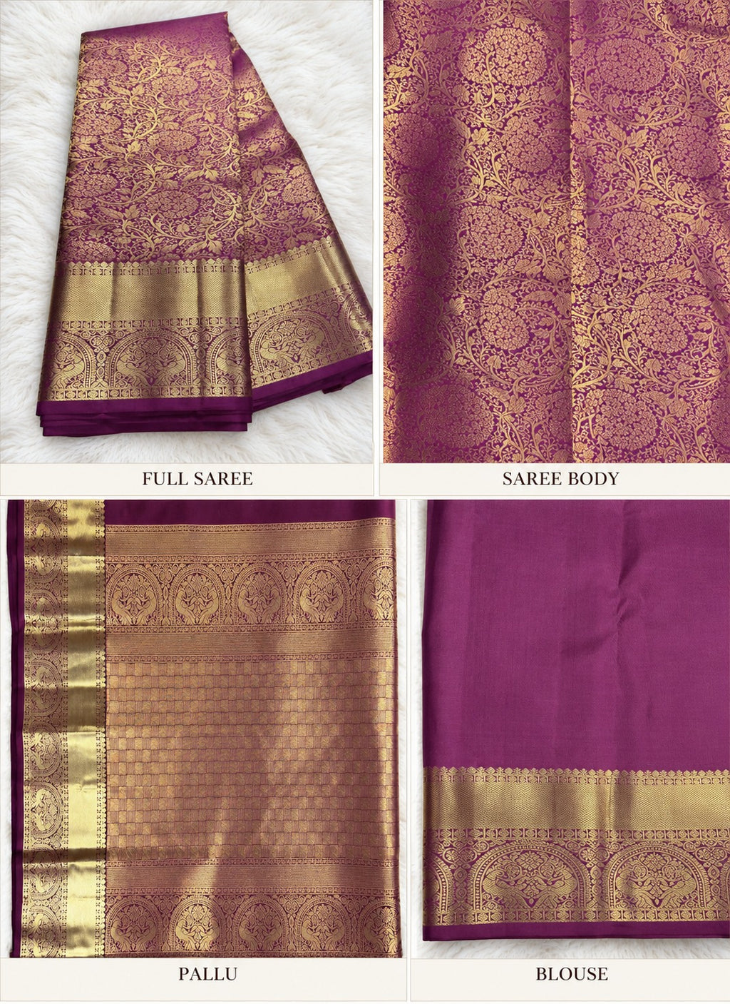 Purple & Golden Zari PURE KANJIVARAM